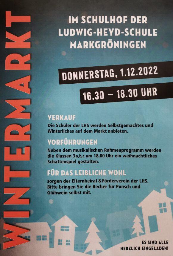 Plakat mit der Einladung zum Wintermarkt