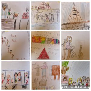 Gemalte Bilder der Kinder